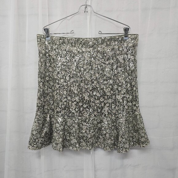 A Beautiful Soul Skirt Green Sequins Floral Mini Glam Club 36" - Picture 7 of 7